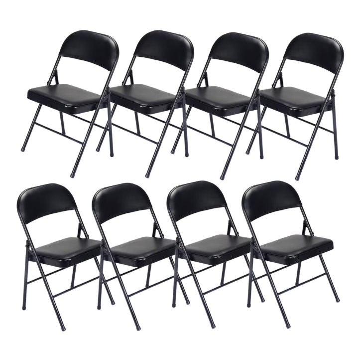 Paquete de 8 Sillas Plegables Blancas para Fiestas, Comidas y Reuniones Familiares