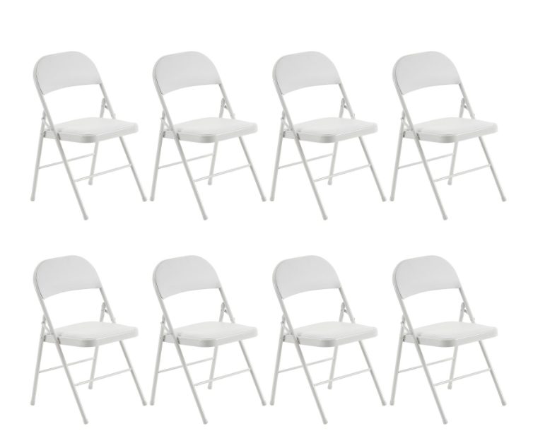 Paquete de 8 Sillas Plegables Blancas para Fiestas, Comidas y Reuniones Familiares