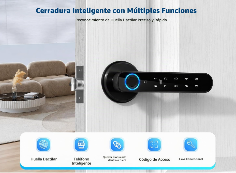 HEI LIANG Cerradura de puerta de huellas dactilares con teclado y control