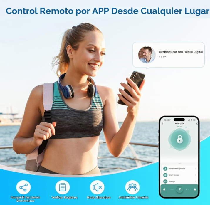 HEI LIANG Cerradura de puerta de huellas dactilares con teclado y control