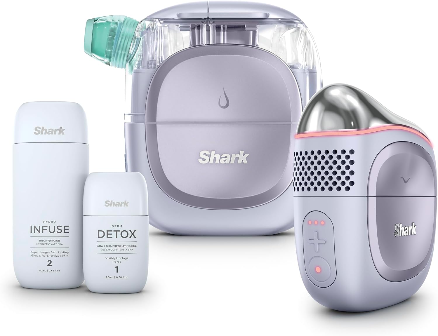 Shark FacialPro Glow en casa Sistema facial con tecnología hidráulica con terapia DePuffi caliente y frío - Dispositivo profesional de cuidado de la piel de spa para limpieza de poros, hidratación y