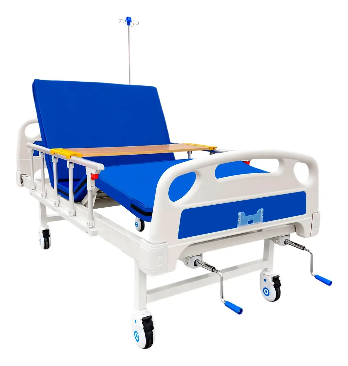 Cama Hospitalaria Manual Porta Suero Bandeja Comida Colchon