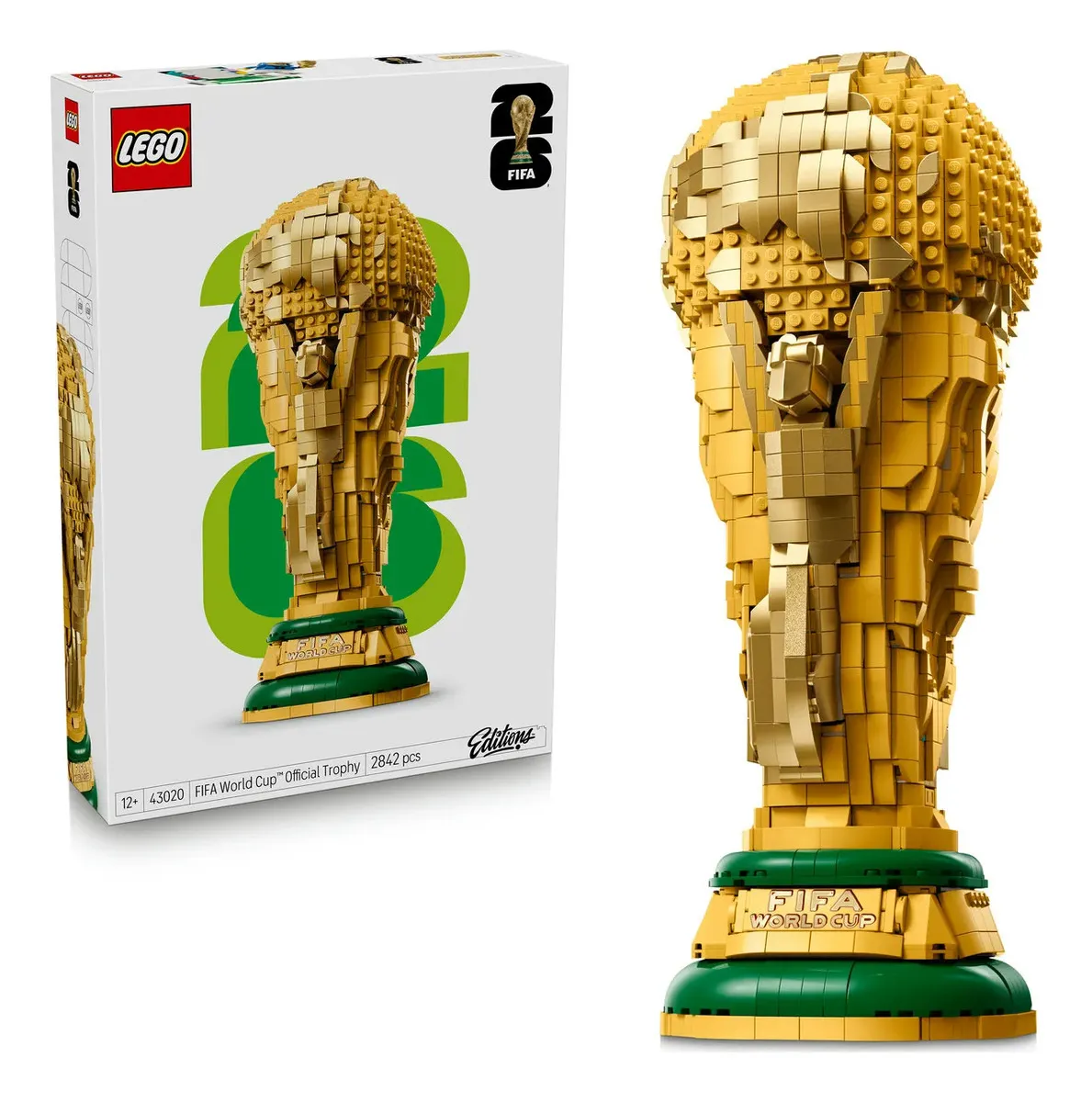 LEGO Editions Trofeo Oficial de la Copa Mundial de la FIFA 43020; réplica coleccionable a tamaño real; regalo para aficionados del fútbol y recuerdo único del Mundial; 12+