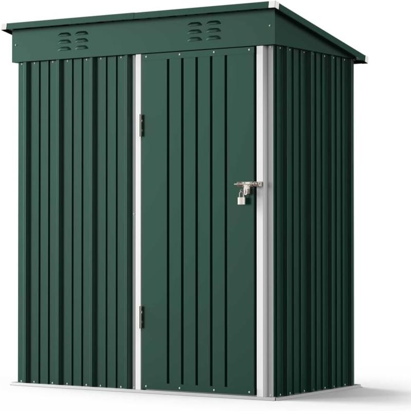 Zocalo Cobertizo de Almacenamiento para Exteriores 162x95x181cm Cobertizo con Rejillas de Ventilación y Cerradura, Casa de Almacenamiento de Metal Impermeable, Almacen para Patio Trasero, Jardín