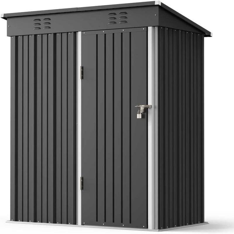 Zocalo Cobertizo de Almacenamiento para Exteriores 162x95x181cm Cobertizo con Rejillas de Ventilación y Cerradura, Casa de Almacenamiento de Metal Impermeable, Almacen para Patio Trasero, Jardín
