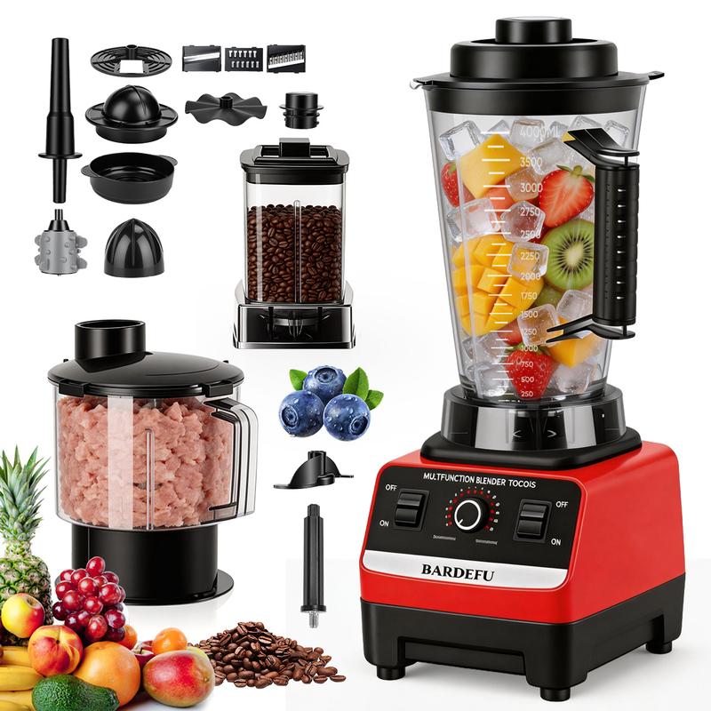 Licuadora Profesional 8 en 1 de 9500W, 4 Litros, Procesador de Alimentos Multifuncional con Molino, Picadora de Carne y Trituradora de Hielo, 15 Velocidades, para Hogar y Negocio