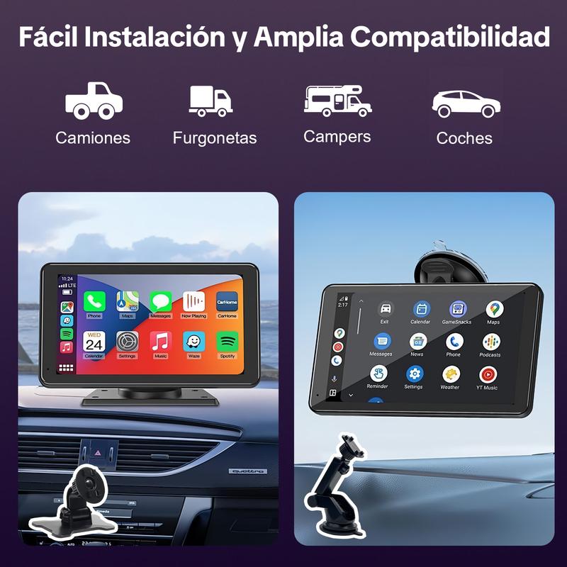 【HiEHA】2026 La pantalla portátil más nueva de CarPlay para automóvil, pantalla táctil IPS de 7 pulgadas, Compatible con CarPlay y Android Auto,  Cámara de Respaldo, estéreo para automóvil, soporte para GPS, Bluetooth, FM, WiFi