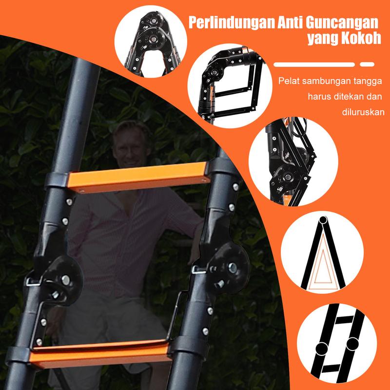3.8M-5M Escalera Telescópica Tijera Aluminio (naranja/verde)