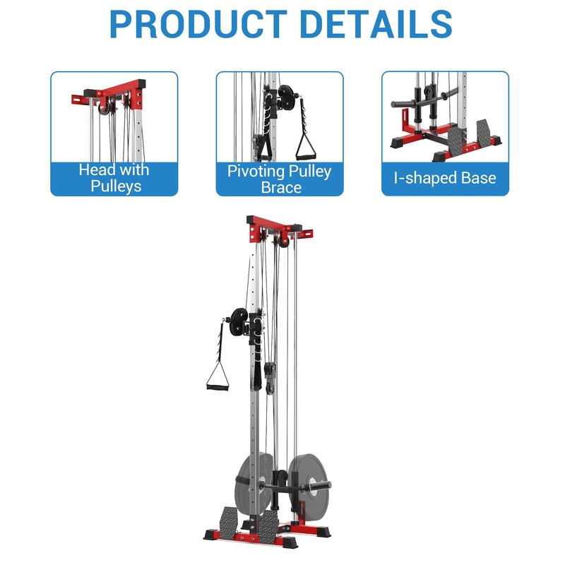 montaje en pared Máquina de cable,Doble cruce de cables Pulley Máquina,Máquina desplegable LAT con sistema de Pulley ajustable con 20 Ajustes de altura para el entrenamiento completo de fuerza corporal