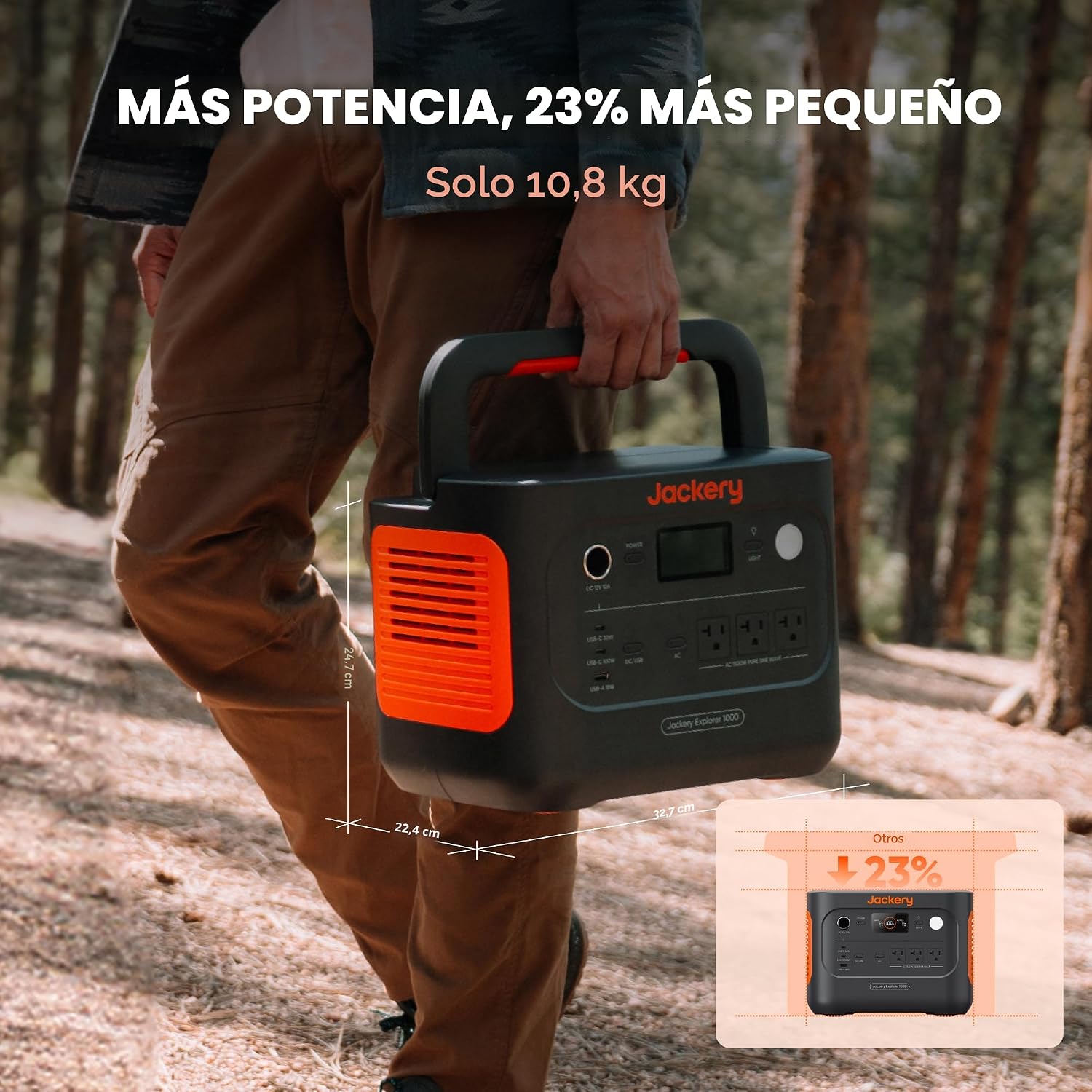 Jackery Generador Solar 1000 v2 con Panel Solar de 100W, Estación de Energía Portátil de 1070Wh LiFePO4, Salida de 1500W CA/100W USB-C, Carga Rápida de 1Hr para Exteriores, Vida Fuera de la Red, RV