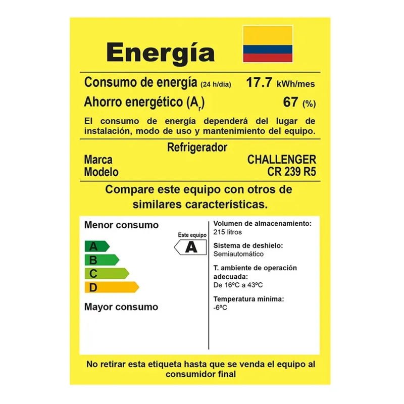 Nevera Challenger Frost 239 Lt Dispensador Agua CR-239 Gris