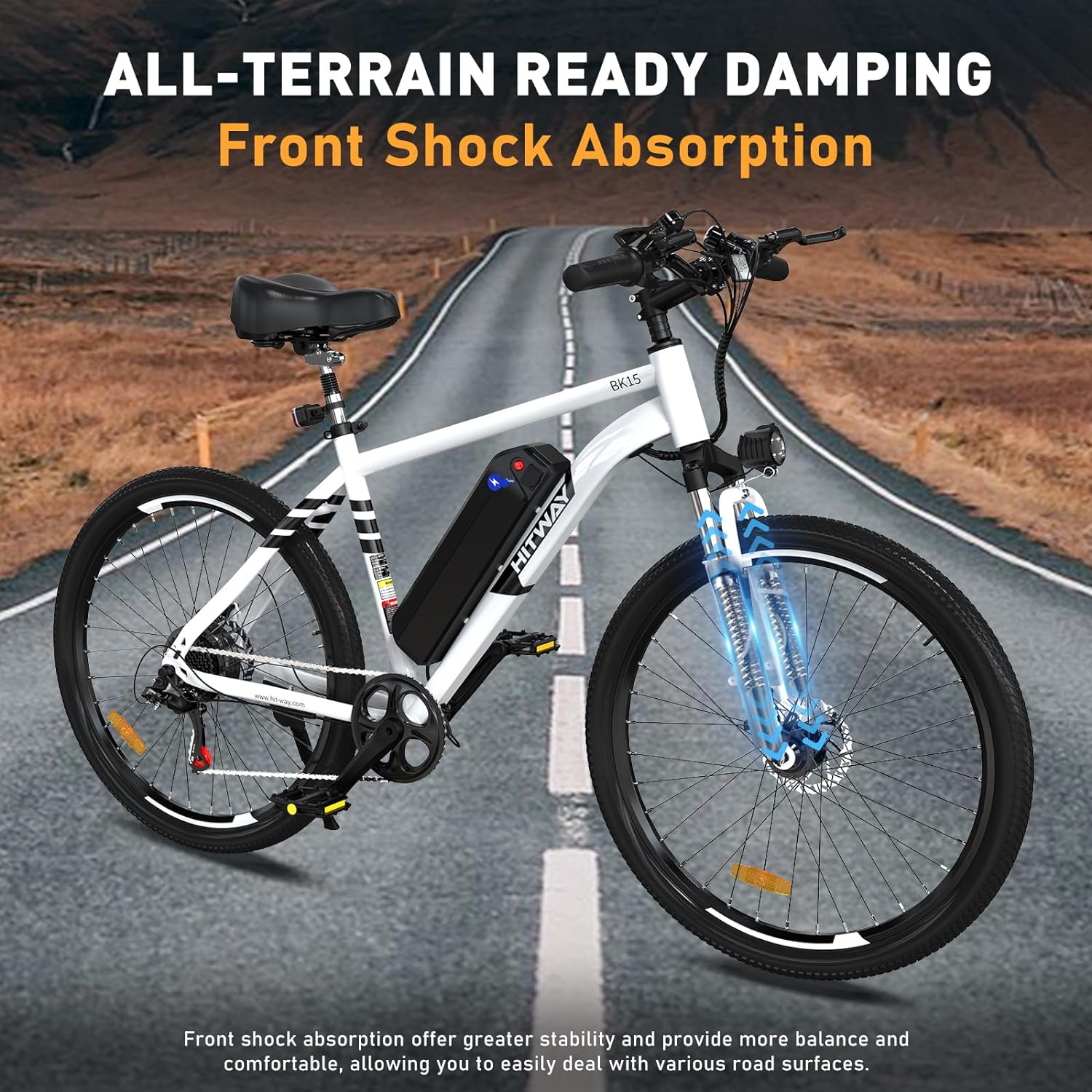 HITWAY - Bicicleta eléctrica para Adultos, Bicicleta E de 26 Pulgadas, 500 W, Bicicleta eléctrica extraíble, 36 V/12 Ah Bicicleta de montaña, Nieve, Playa, con 7 Engranajes