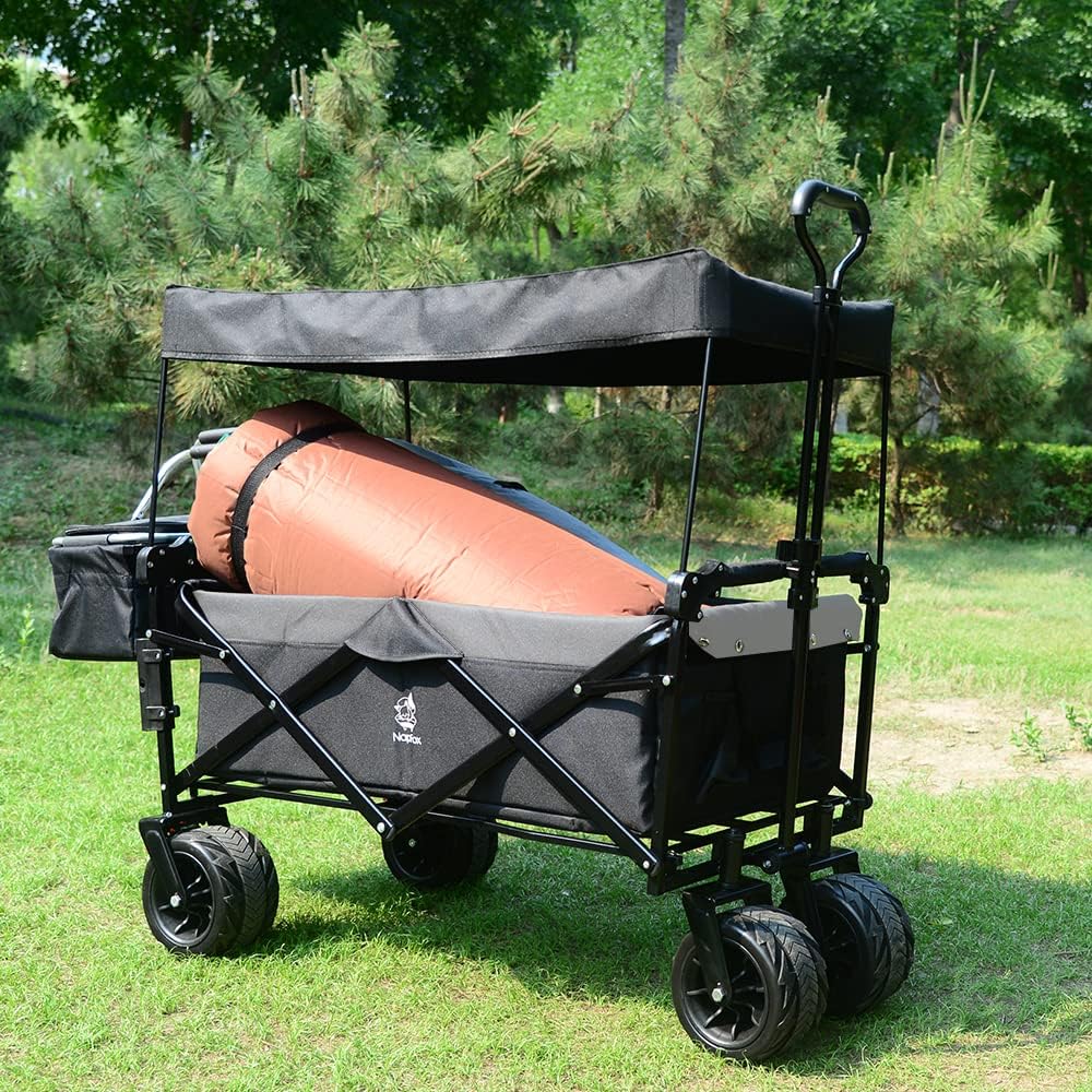 Bicicleta plegable resistente con parte superior extraíble, ruedas grandes de 4 pulgadas, frenos, mango ajustable, bolsa refrigeradora para jardín y playa al aire libre