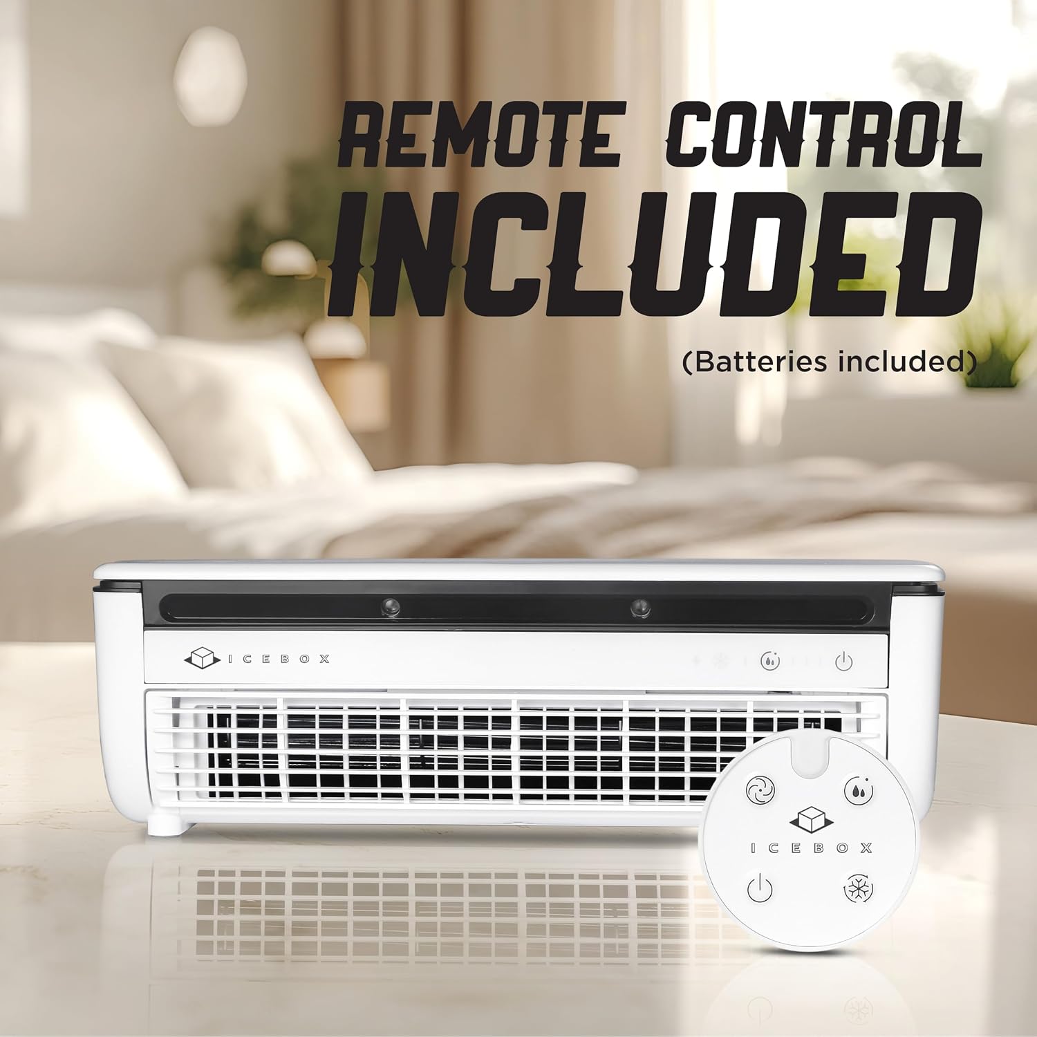 IceBox Ventilador de niebla de enfriamiento, cable USB-C, tanque de 8.8 oz/8.8 fl oz, IBCF200W | Small Portable Fan with Evaporative Humidifier, For Desk or Wall Mount, 3 Speeds, Battery or USB-C Operation, Remote
