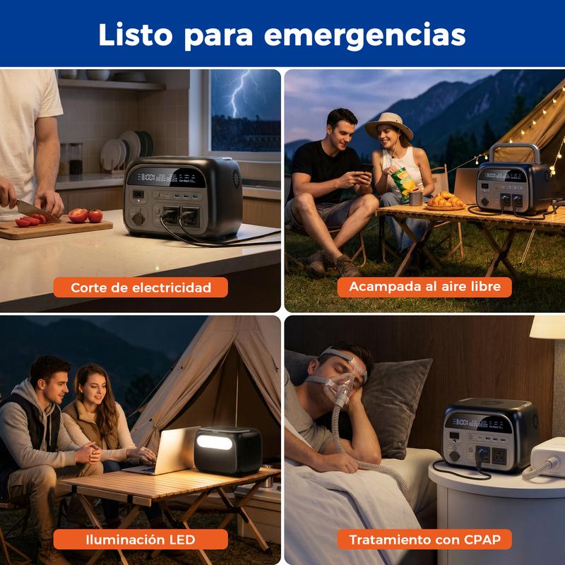 CTOLITY AP400 Generador Solar Portátil 346Wh 500W Batería LiFePO4 150W Carga Rápida Inalámbrica 4000+ Ciclos UPS Instantáneo para Cortes de Luz Emergencias Respaldo de Energía Camping Viajes Hogar Exterior Generador Eléctrico Portátil Batería de Respaldo