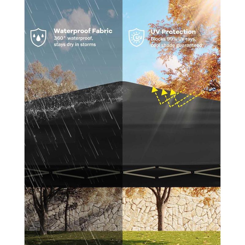 Carpa plegable pop-up 3x3 m (10x10 ft) con montaje rápido por botón - 3 alturas ajustables - 4 sacos de arena + pared lateral + bolsa con ruedas, Blanco/Azul/Verde