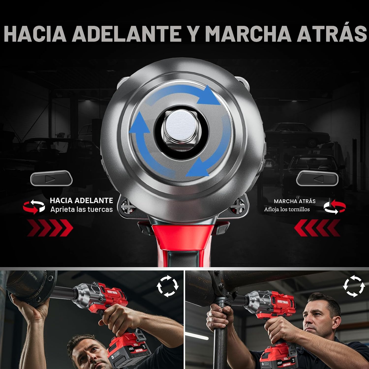 Llave de impacto inalámbrica Alloyman de 1500 pies-libra (2000 N·m) y alto par de 1/2 pulgada