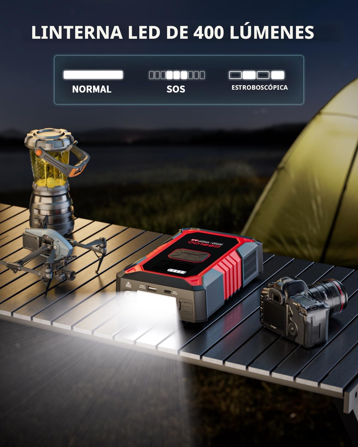 Arrancador portátil GOOLOO A3 de 12 V y 3000 A con compresor de aire