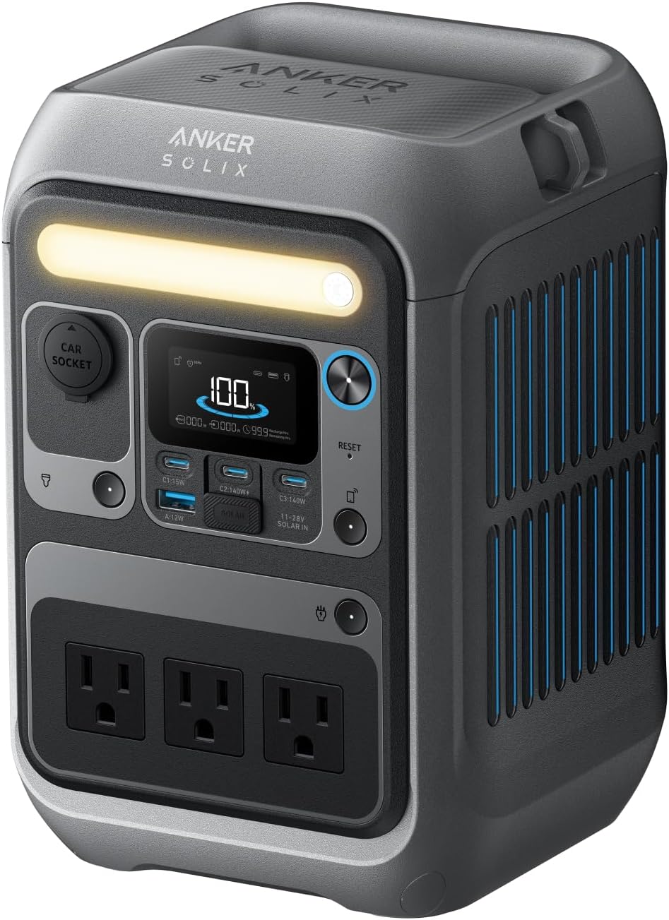 Anker - Estación de energía portátil SOLIX C300, batería LiFePO4 de 288 Wh, generador solar de 300 W (600 W), carga rápida bidireccional de 140 W, para acampar al aire última intervensión, viajes y