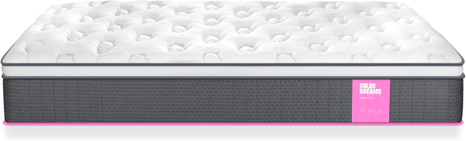 COLORDREAMS Colchón King Pro Hybrid 28 cm | Híbrido Pocket Coil + Memory Foam con Eurotop | Firmeza Media | Hipoalergénico y antiácaros | 200x190 cm | Colchones en Caja | 5 años de garantía