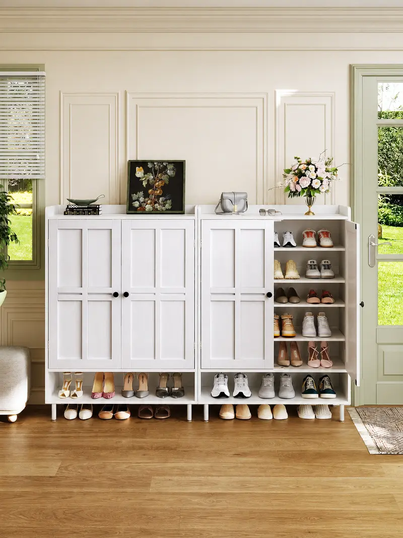 【Capacidad para 18-24 pares y estantes ajustables】Zapatero estilo granja ONBRILL de 7+1 niveles; mueble zapatero moderno de 45 pulgadas de alto con patas de metal; organizador de calzado para recibidor, entrada, sala de estar o dormitorio; regalo de Navid