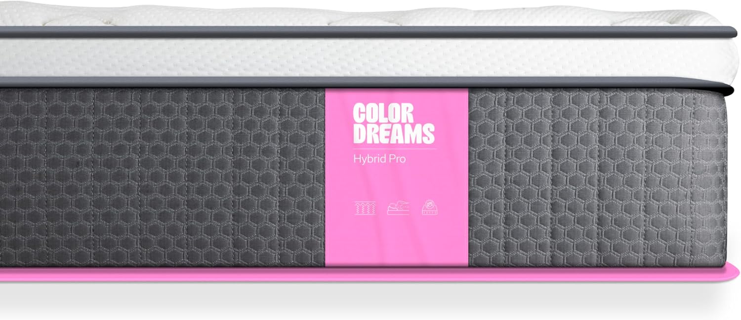 COLORDREAMS Colchón King Pro Hybrid 28 cm | Híbrido Pocket Coil + Memory Foam con Eurotop | Firmeza Media | Hipoalergénico y antiácaros | 200x190 cm | Colchones en Caja | 5 años de garantía
