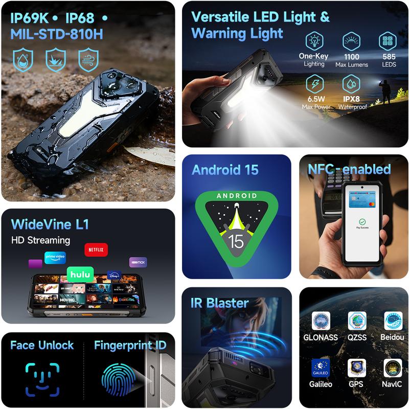Celular con proyector integrado: Ulefone Armor 34 Pro convierte cualquier pared en cine. Ideal para ver películas en campamentos, presentar en obras o reuniones familiares.