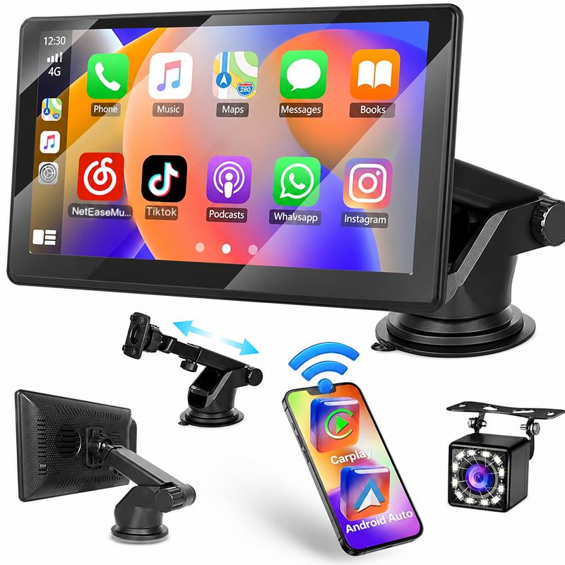 Pantalla portátil inalámbrica CarPlay de 7 pulgadas mejorada (compatible con todos los modelos de vehículos)