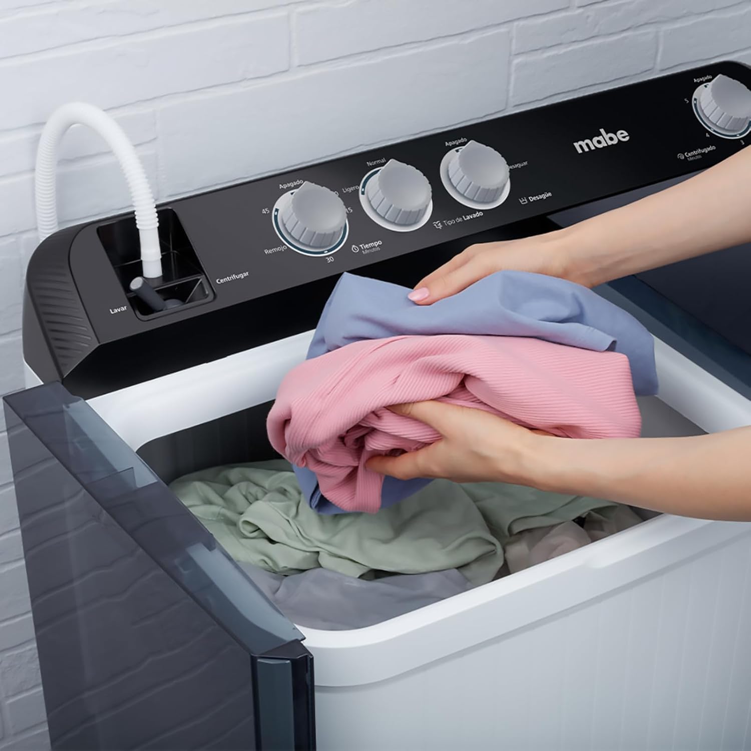 Lavadora Semiautomática Mabe 2 Tinas 16 kg Blanca LMDX6124HBAB0