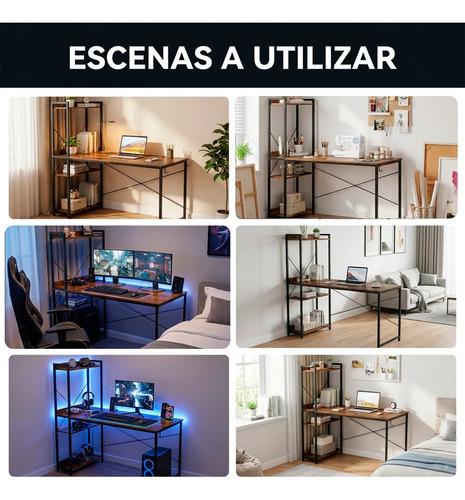 Houzer Escritorio de Oficina Metálico Gamer 120x60x140 cm | 2 Contactos Tomacorriente USB y USB-C | Soporta 160 kg | Ideal para Home Office y Estudio