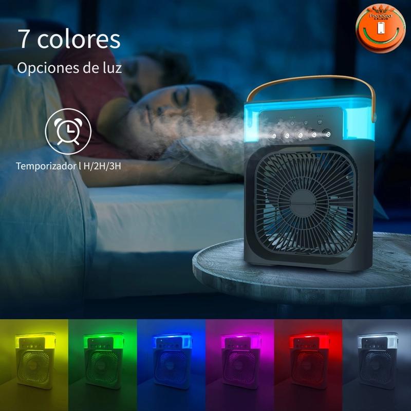 3 In 1 Air Conditioner Fan, Mini Evaporative Air Cooler with Night Light, Cooling Fan with 600ml Water Tank (Support Mobile Power Supply Used Together)