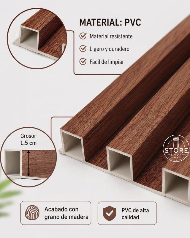 20 pz Lambrin 3D, Material PVC y Grano de Madera, 1mx17cm, Facil Instalacion, Panel Decorativo Para Pared, Grano de Madera, Lambrin Decorativo, Mejoras del Hogar, Decoracion Habitacion, Sala de Estar, Cocina