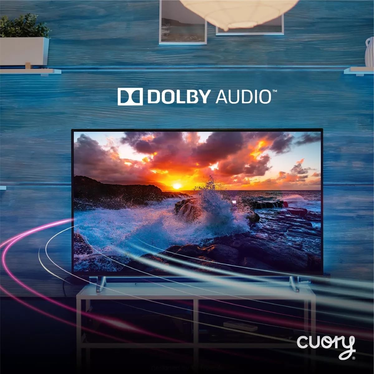CUORY Smart TV Android Google TV Television Pantalla 32" Pulgadas Dled | Vive en | Full HD FHD | HDMI | Atmos Dolby | Modo de Juego Funciona con Asistente de Google | Bisel Delgado