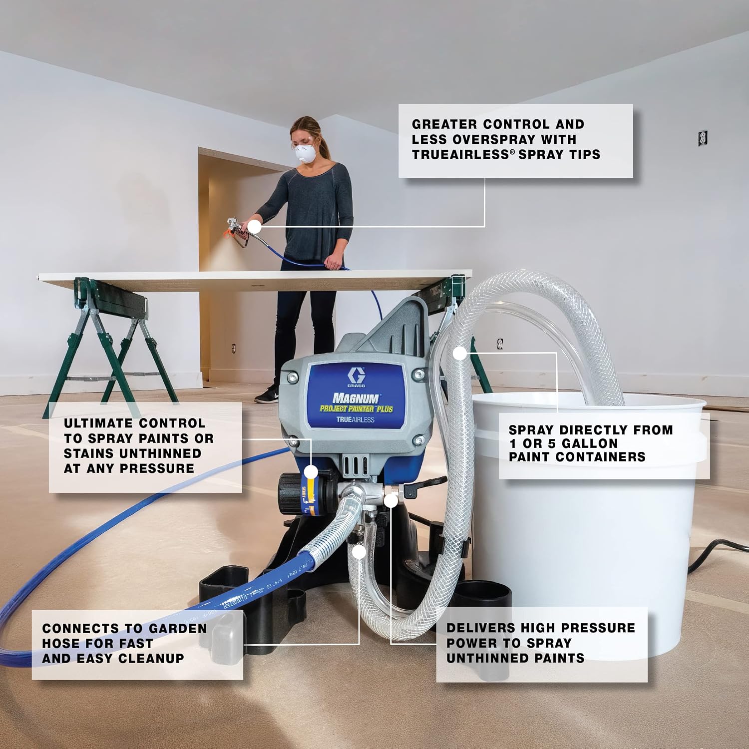Pulverizador de pintura sin aire atomizador con carretilla, equipo de pintura profesional para proyectos de pintura residenciales