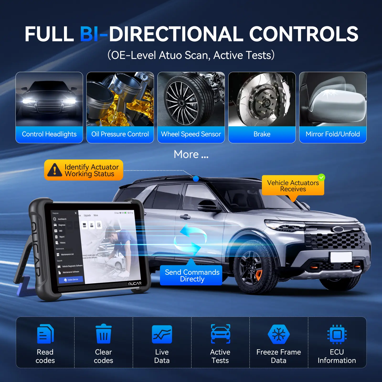 🚗Escáner automotriz OBD2 MUCAR con asistencia de IA y actualizaciones gratuitas de por vida; escáner de sistemas completos 892BT; herramienta de diagnóstico OBD2 bidireccional; codificación de ECU; 35 servicios; FCA AutoAuth; CANFD y DoIP.