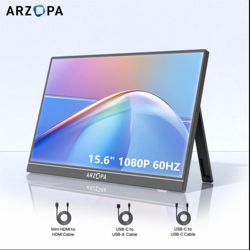 【Precio de liquidación】ARZOPA Monitor portátil para juegos de 15.6 pulgadas y 60 Hz monitor portátil 100%sRGB 1080P FHD con HDR, ultra delgado, cuidado de los ojos, segunda pantalla externa para laptop PC PS5 Mac