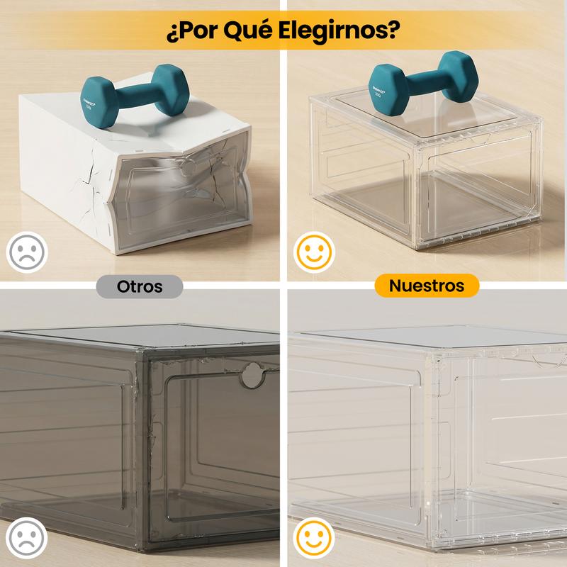 15 o 20 Cajas para Zapatos con Apertura Frontal, Organizador Modular Apilable para Tenis y Calzado, Contenedores Transparentes o Negro Ahumado para Clóset, Recámara y Hogar