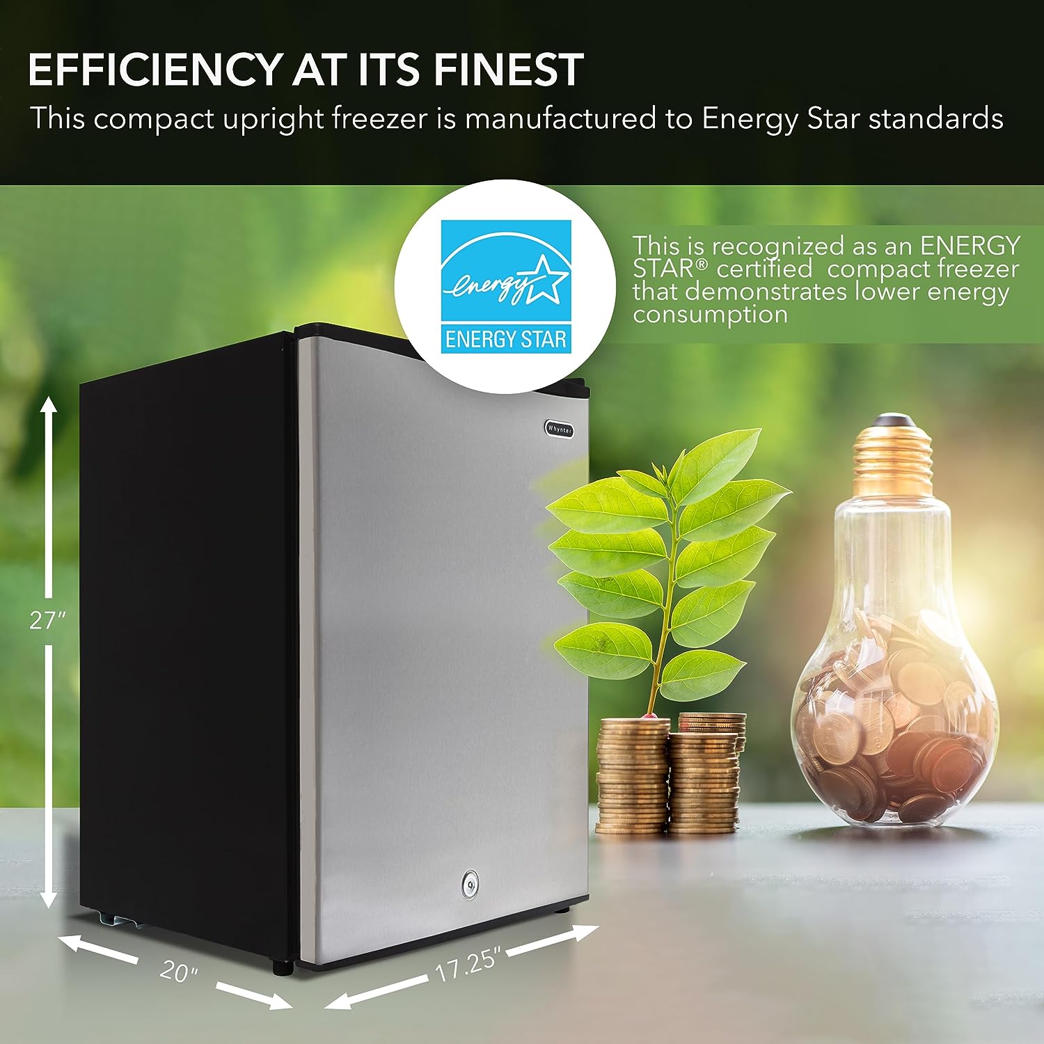 Whynter CUF-110B Energy Star Congelador vertical de 1.1 pies cúbicos con cerradura, negro