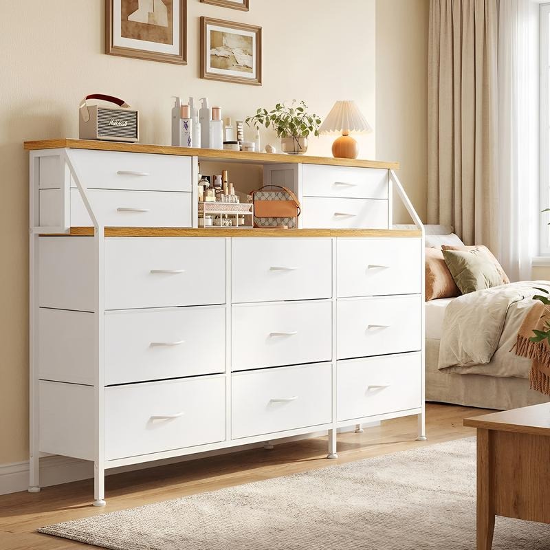 Zocalo Cómoda de Dormitorio con 13 cajones, cómoda Grande con Espacio de Almacenamiento, Estructura de Metal, para Dormitorio