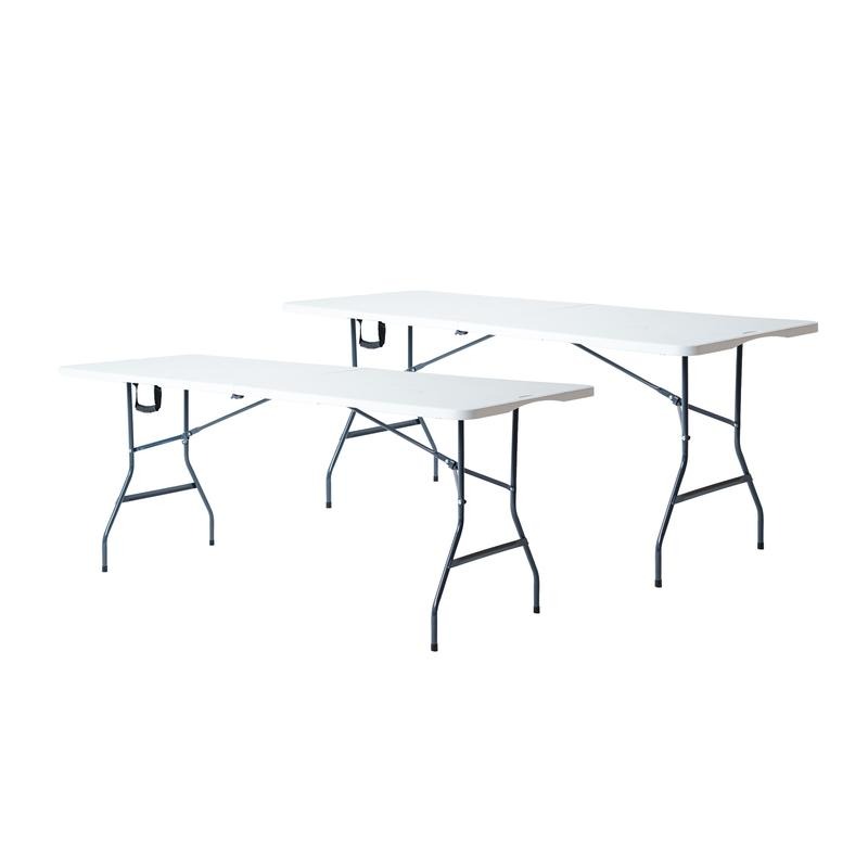 Set 2 Mesas Plegables Blancas 180 cm Portátiles
