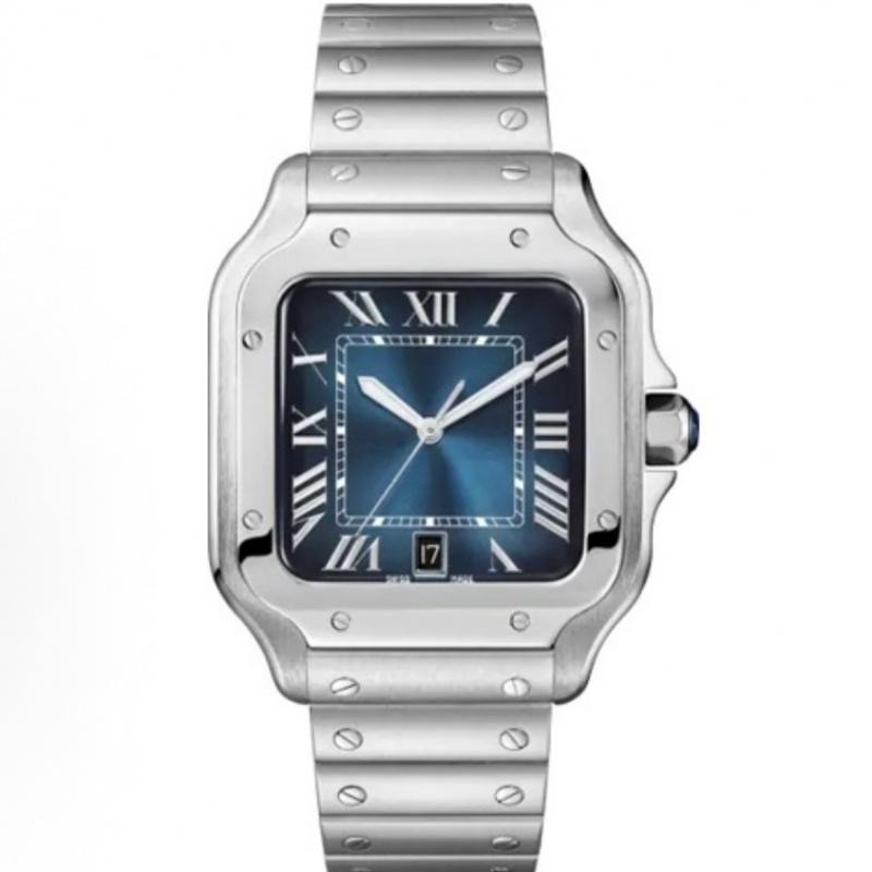 MEGIR Reloj mecánico automático cuadrado, esfera blanco y negro, caja y correa acero inoxidable 904L, cristal zafiro, reloj totalmente mecánico para hombre