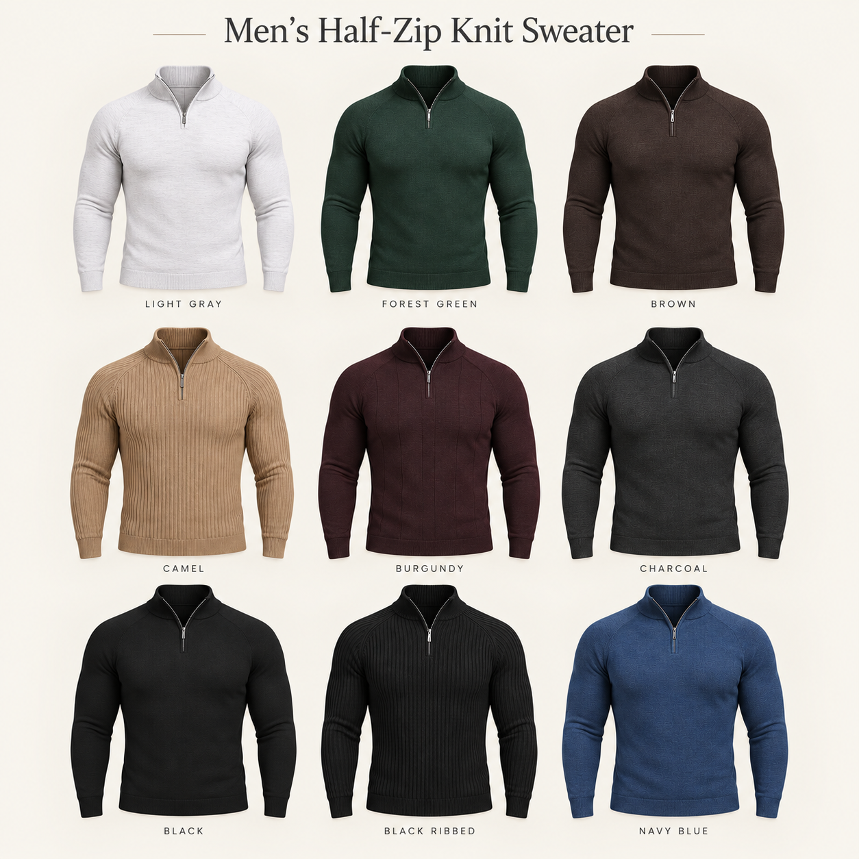 Men’s Tailored Half-Zip Merino Knit Sweater