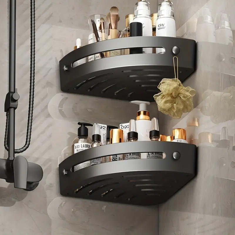 1pc 2pcs bathroom storage rack corner shower caddy organizer punch free corner shelf wall mounted storage rack details 0