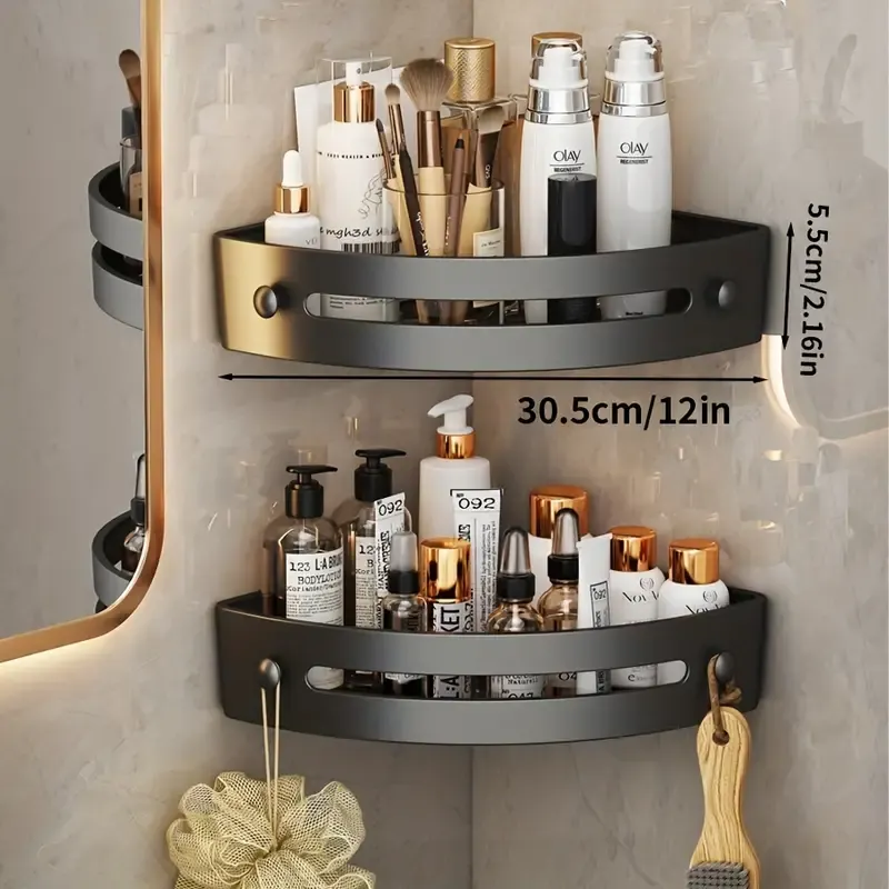 1pc 2pcs bathroom storage rack corner shower caddy organizer punch free corner shelf wall mounted storage rack details 4