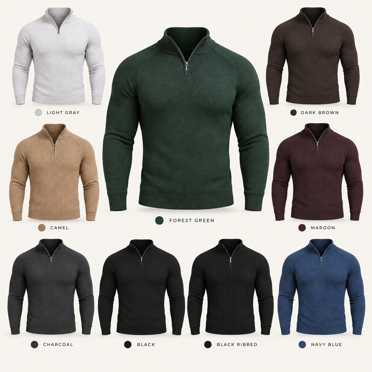 Men’s Tailored Half-Zip Merino Knit Sweater