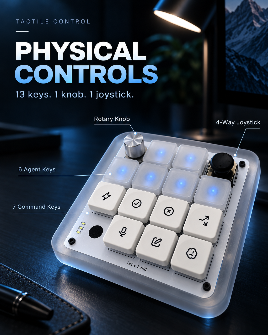AI Micro (13 Keys + Rotary Dial) — Physical Control for AI Workflows