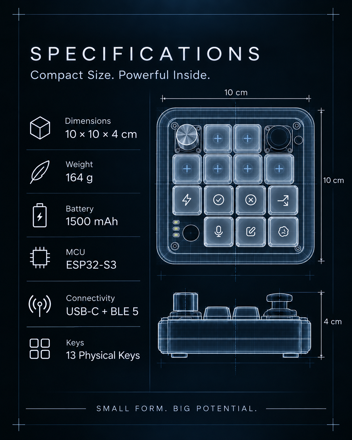 AI Micro (13 Keys + Rotary Dial) — Physical Control for AI Workflows