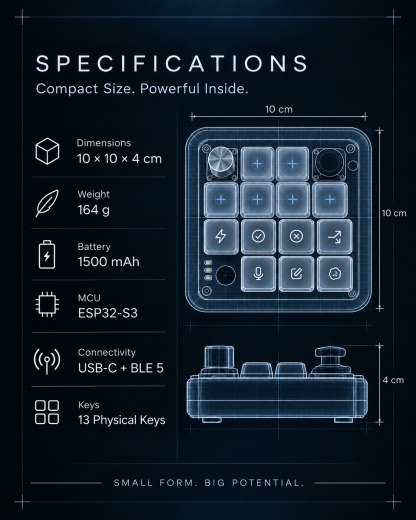 AI Micro (13 Keys + Rotary Dial) — Physical Control for AI Workflows