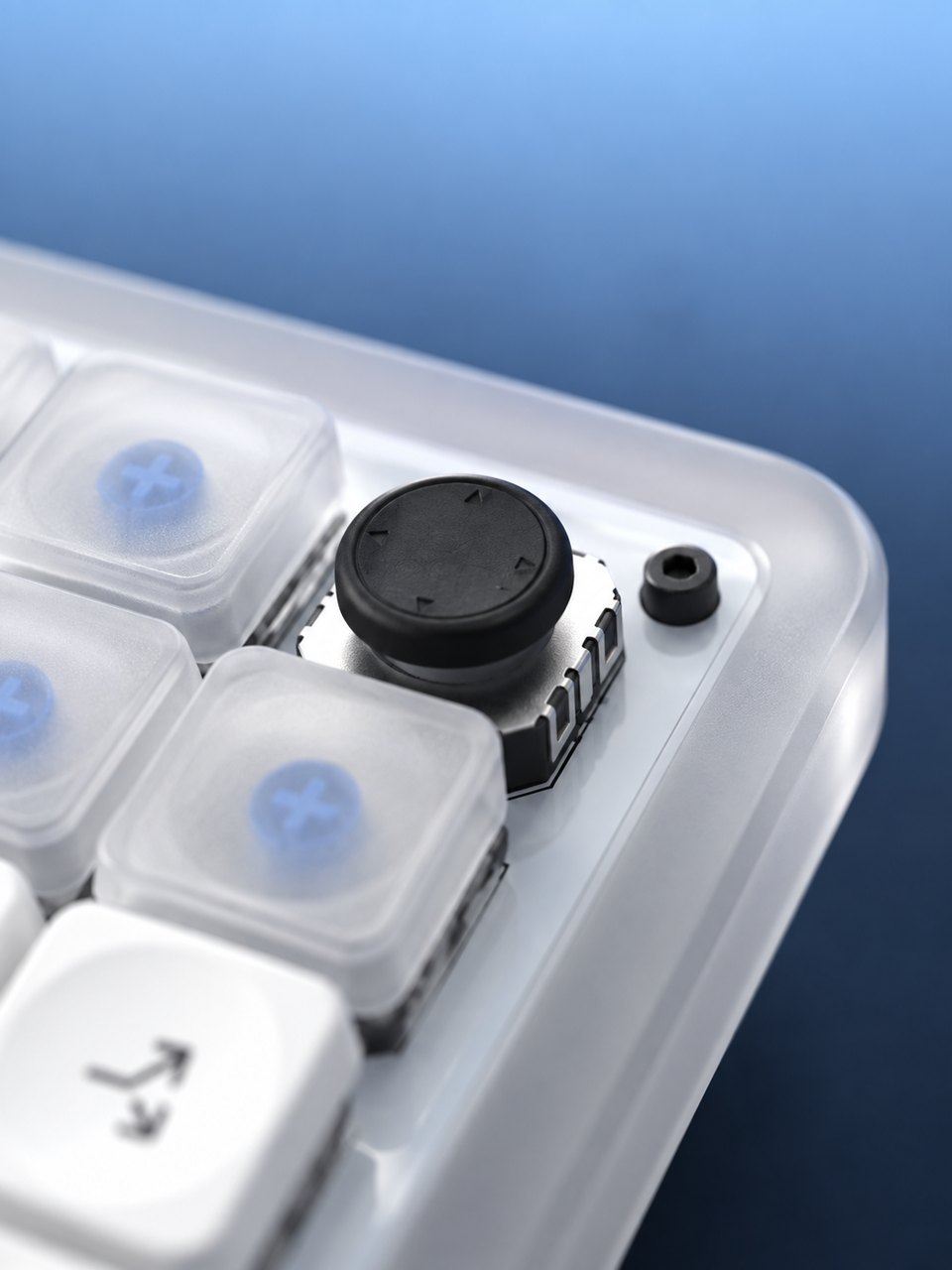 Close-up of the AI Micro four-way joystick