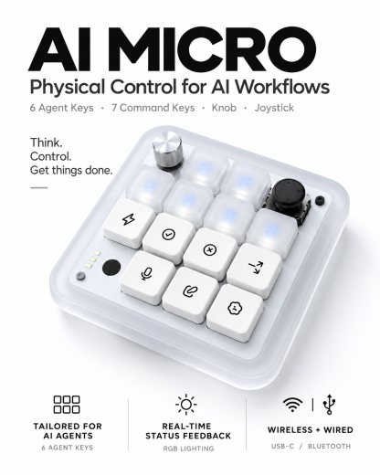 AI Micro (13 Keys + Rotary Dial) — Physical Control for AI Workflows
